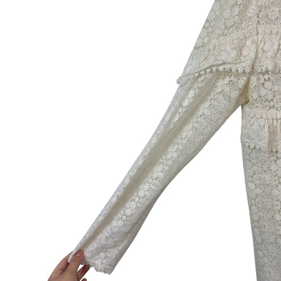 Sezane Ninon Long Sleeve Ruffle Lace Blouse Victorian Cottagecore Boho Size 40 8 - Picture 4 of 10